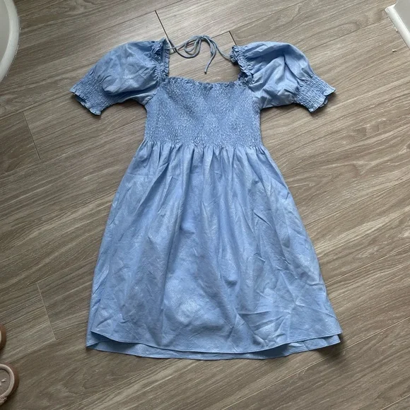 Hill House Women’s Athena Nap Dress Blue Metallic Sz S EUC 95% Cotton - Picture 10 of 12